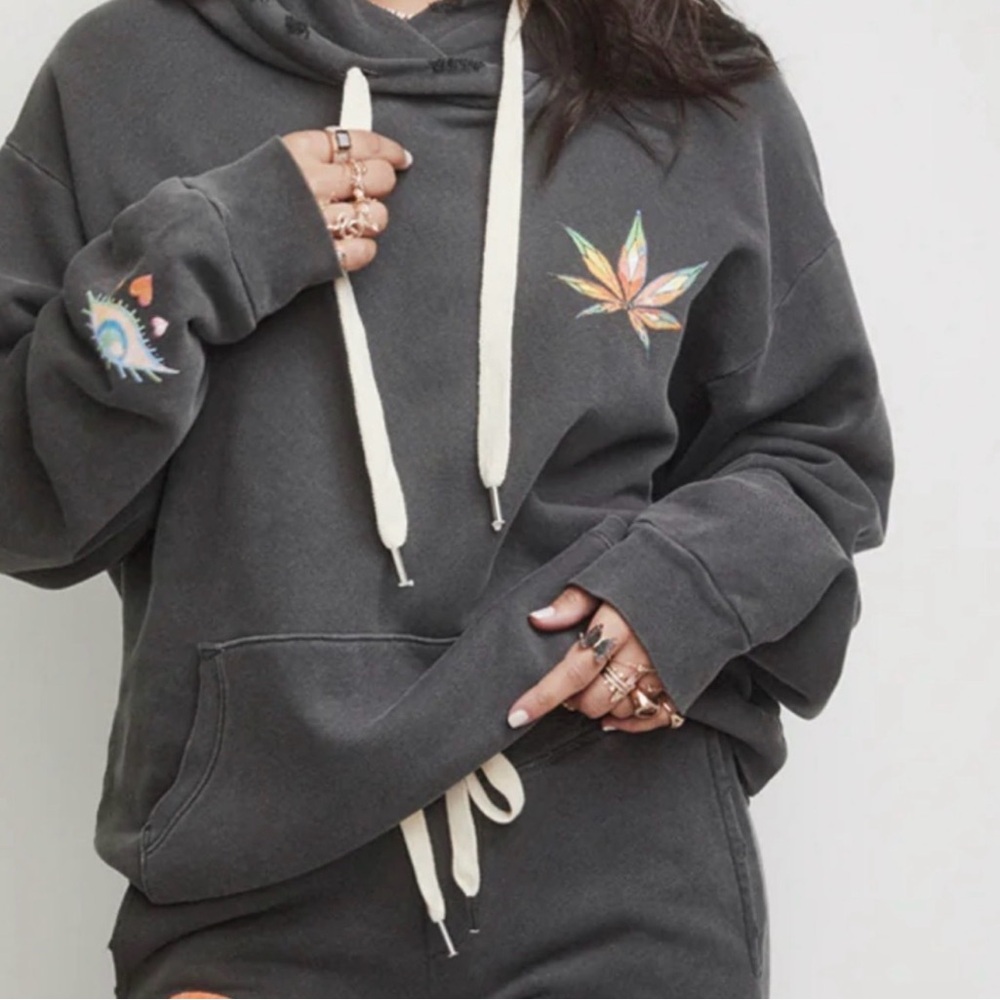 Jacquie Aiche NFS x JA Exclusive distressed sweatshirt in smoke. Sold out.